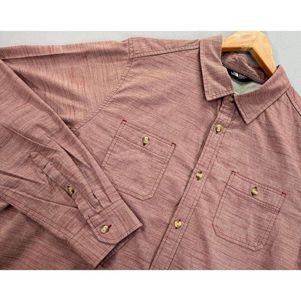 The North Face XL Button Up Shirt Men’s Red Outdoors Hiking Long Sleeve